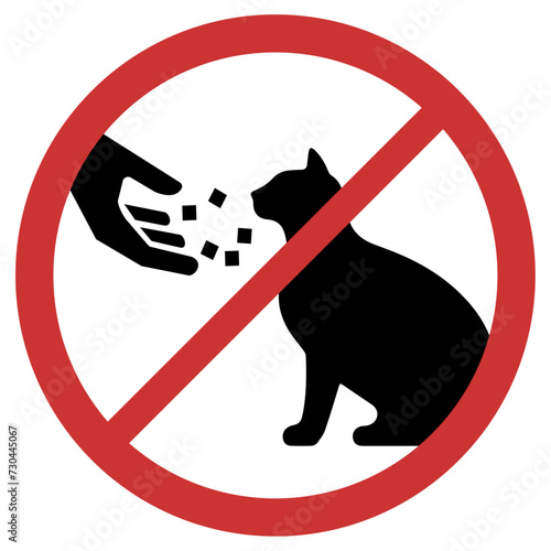 Vector graphic of sign prohibiting the feeding of cats