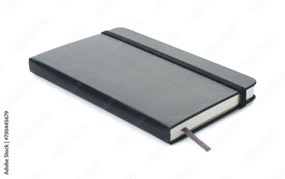 Closed notebook with blank black cover isolated on white Closed notebook with blank black cover isolated on white