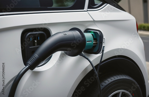 Charging an electric car with an EV charger. © Adam Sadlak