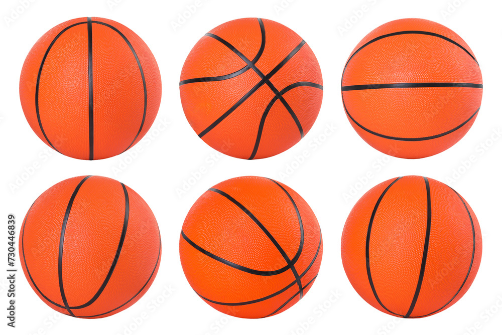 Basketball ball isolated on white, different sides