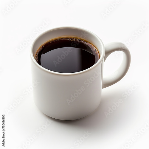 Professional Stock Photo of Coffee and Espresso in White Classic Diner Ceramic Coffee Cup on White Background. Coffee, Espresso, and Cappuccino  on white.