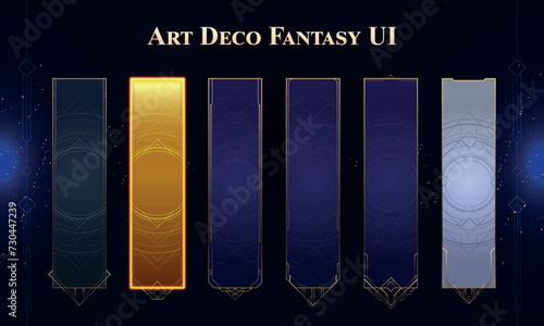 Set of Art Deco Modern Banners for user interface. Fantasy magic HUD. Template for rpg game interface. Vector Illustration EPS10