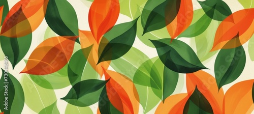 abstract green & orange pattern illustration in the style of emphasis on nature Generative AI