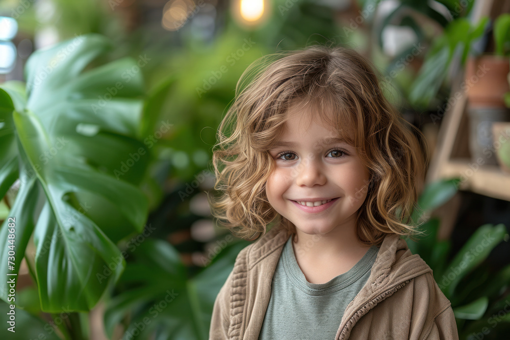 monstera with happy child monstera with happy child