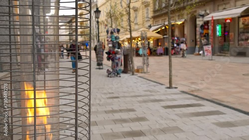 Wallpaper Mural Public sculptural fire in city. A nice public sculpture of burning fire in touristic street against facade in the day light. Torontodigital.ca
