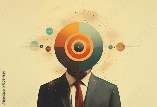 Surreal businessman with target head concept Generative AI image photo