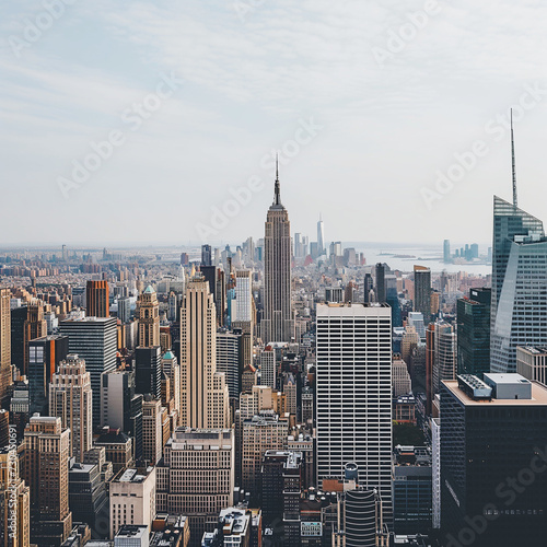 New York City Skyline Panorama with Urban Skyscrapers