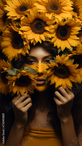woman holding sunflower