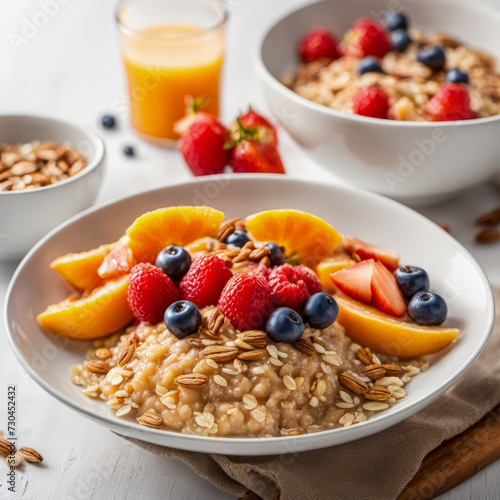 nutricious muesli with berries and milk