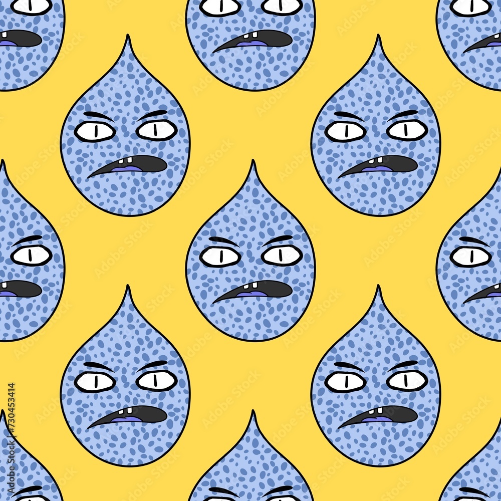 Cartoon retro water rain drops seamless weather pattern for wrapping paper and autumn accessories and summer print Cartoon retro water rain drops seamless weather pattern for wrapping paper and autumn accessories and summer print