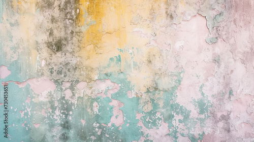 Worn, colorful painted concrete wall, background © Kaessa