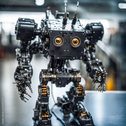 close up of an humanoid robot showing the artificial intelligence power