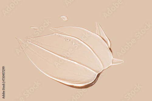 Smooth beige makeup foundation smear on neutral background