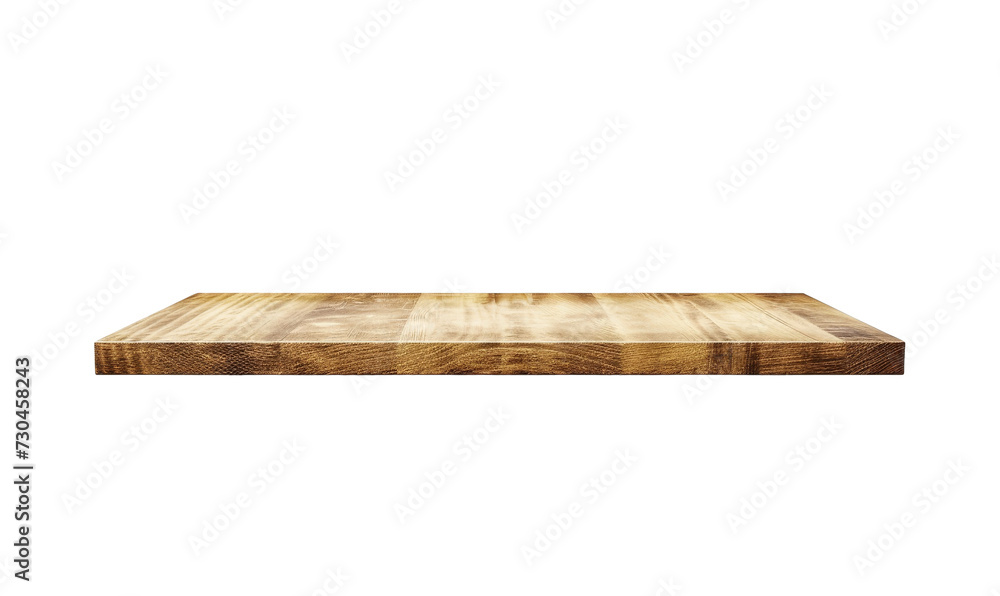 Elegant minimalist single wooden wall shelf with a warm tone.