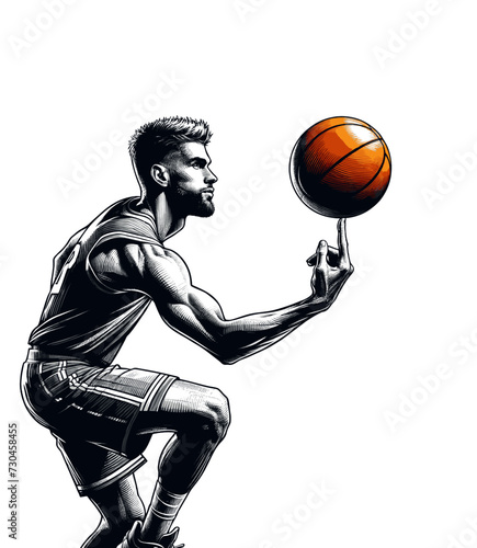 Illustration en vecteur : joueur faisant tourner un ballon sur son doigt photo