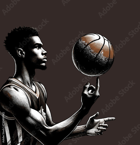 Illustration en vecteur : joueur faisant tourner un ballon sur son doigt