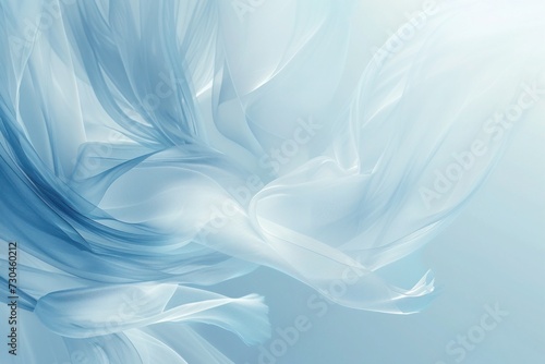 abstract light blue background, Sheer fabric caught in a tranquil breeze, its graceful motion a testament to the finesse of design and texture..