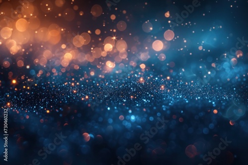 An abstract bokeh effect creates a backdrop of blue sparkles, reminiscent of a vibrant, festive night filled with twinkling lights., abstract christmas background photo