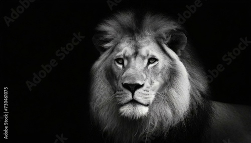 Portrait of a Beautiful lion  lion in dark. 