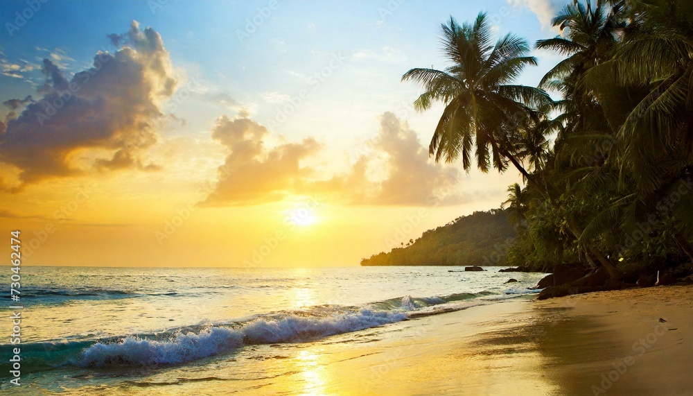 A tropical sunset on a beach 