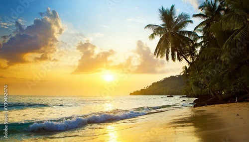 A tropical sunset on a beach  © adobedesigner