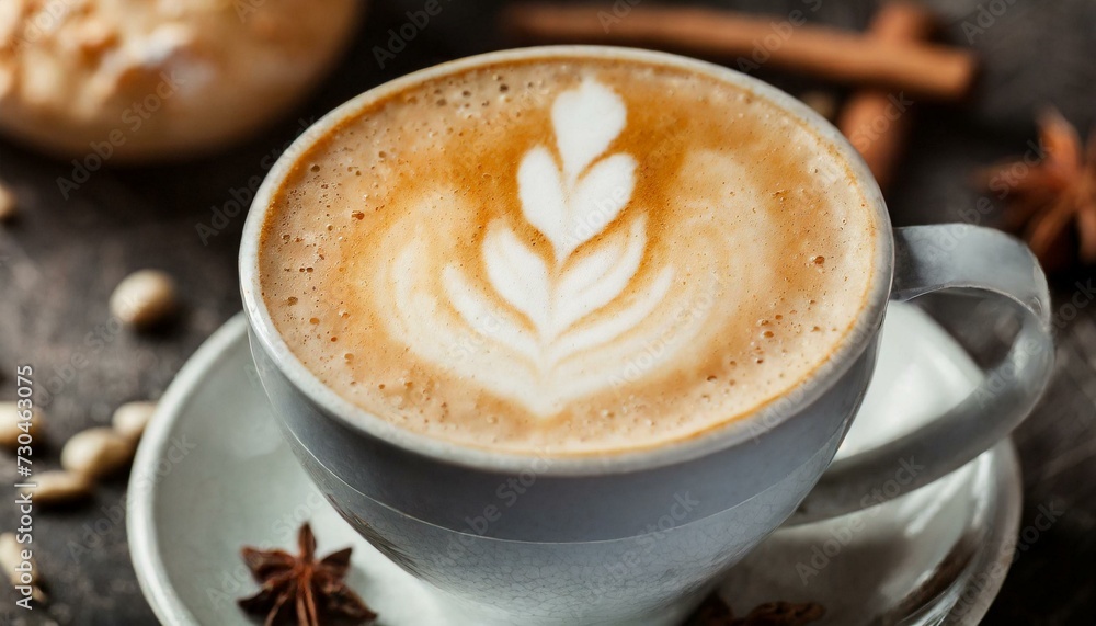 Macro shot of a latte Macro shot of a latte