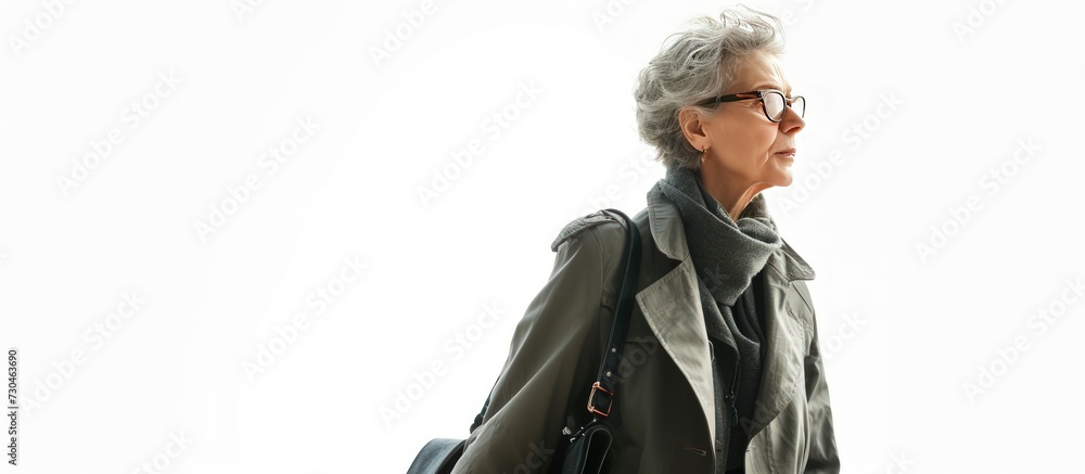 Portrait of a stylist mature woman isolated on white background. AI generated image Portrait of a stylist mature woman isolated on white background. AI generated image