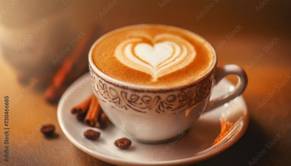 Coffee Latte with a Heart Pattern . brown background. Coffee Latte with a Heart Pattern . brown background.