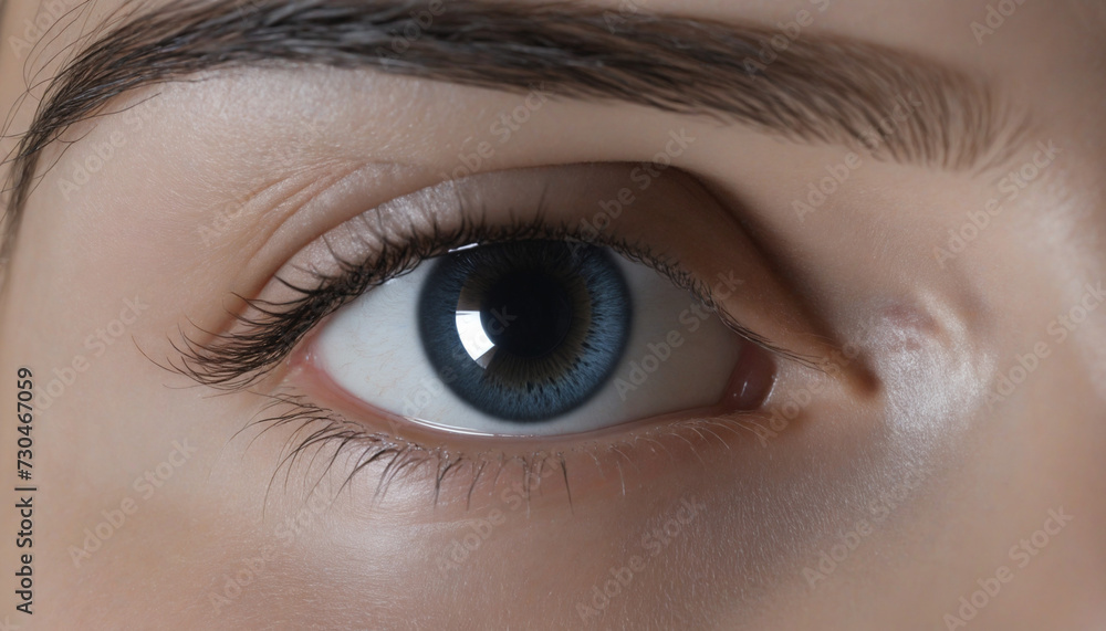 Obraz premium beautiful female blue eye in excitement - close up