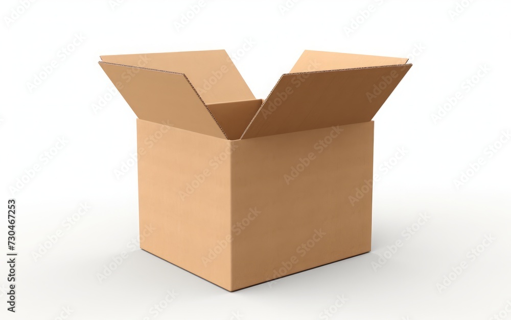 A transparent cardboard box is open against a white backdrop. A transparent cardboard box is open against a white backdrop.