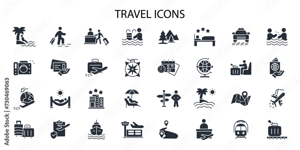 Travel icon set.vector.Editable stroke.linear style sign for use web design,logo.Symbol illustration.
