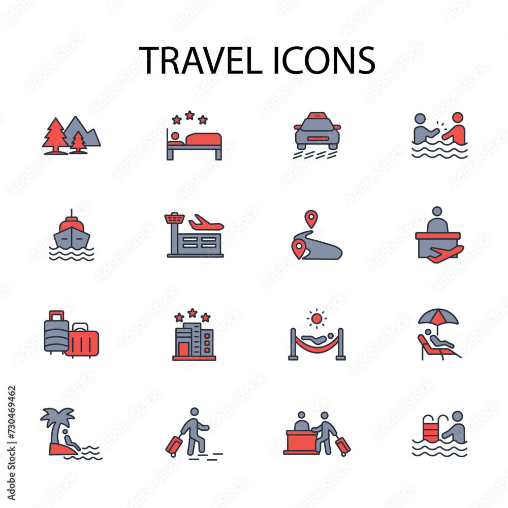 Travel icon set.vector.Editable stroke.linear style sign for use web design,logo.Symbol illustration. Travel icon set.vector.Editable stroke.linear style sign for use web design,logo.Symbol illustration.