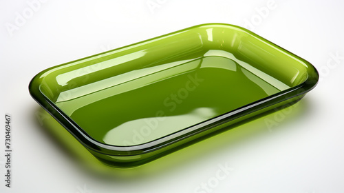 Empty green plastic tray isolated on white