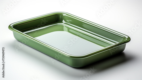 Empty green plastic tray isolated on white
