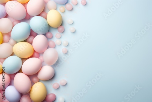 Background for the Easter holiday with Easter eggs, in pastel colors