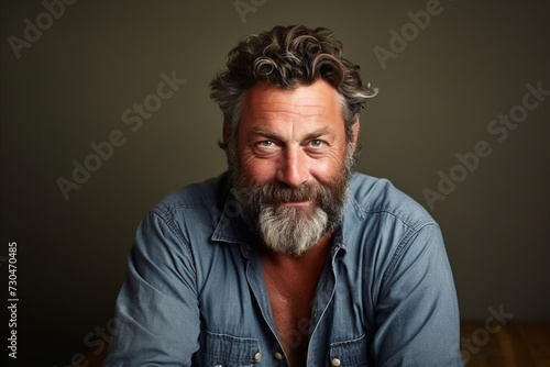 Portrait of a handsome middle aged man with grey beard and mustache.