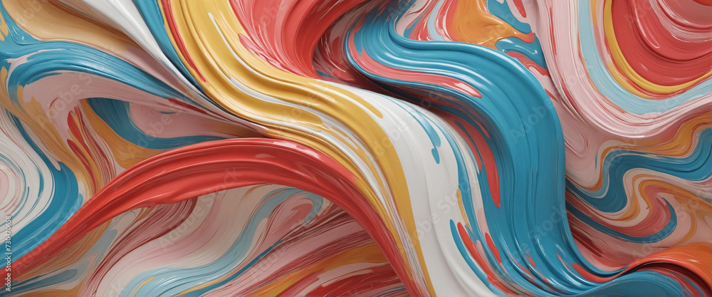 3d render. Abstract background, volumetric paint smear, curly multicolored brushstroke. Artistic wallpaper. Folded ribbon 3d render. Abstract background, volumetric paint smear, curly multicolored brushstroke. Artistic wallpaper. Folded ribbon