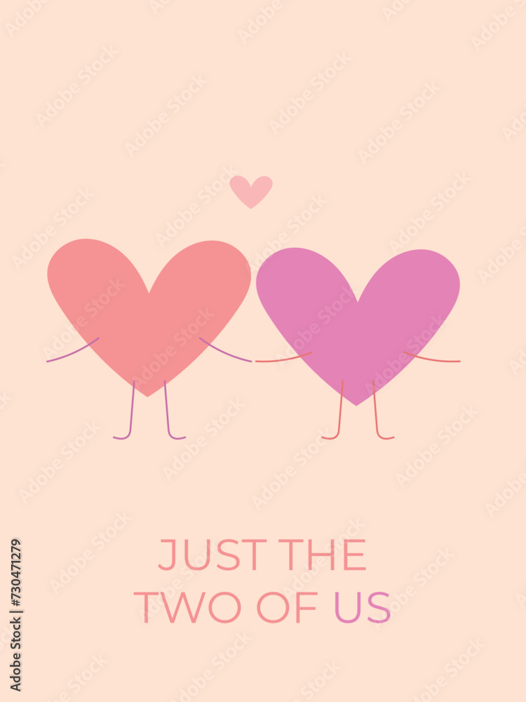 Creative Valentine's day greeting card vector illustration quote music romantic purple pink stylized
