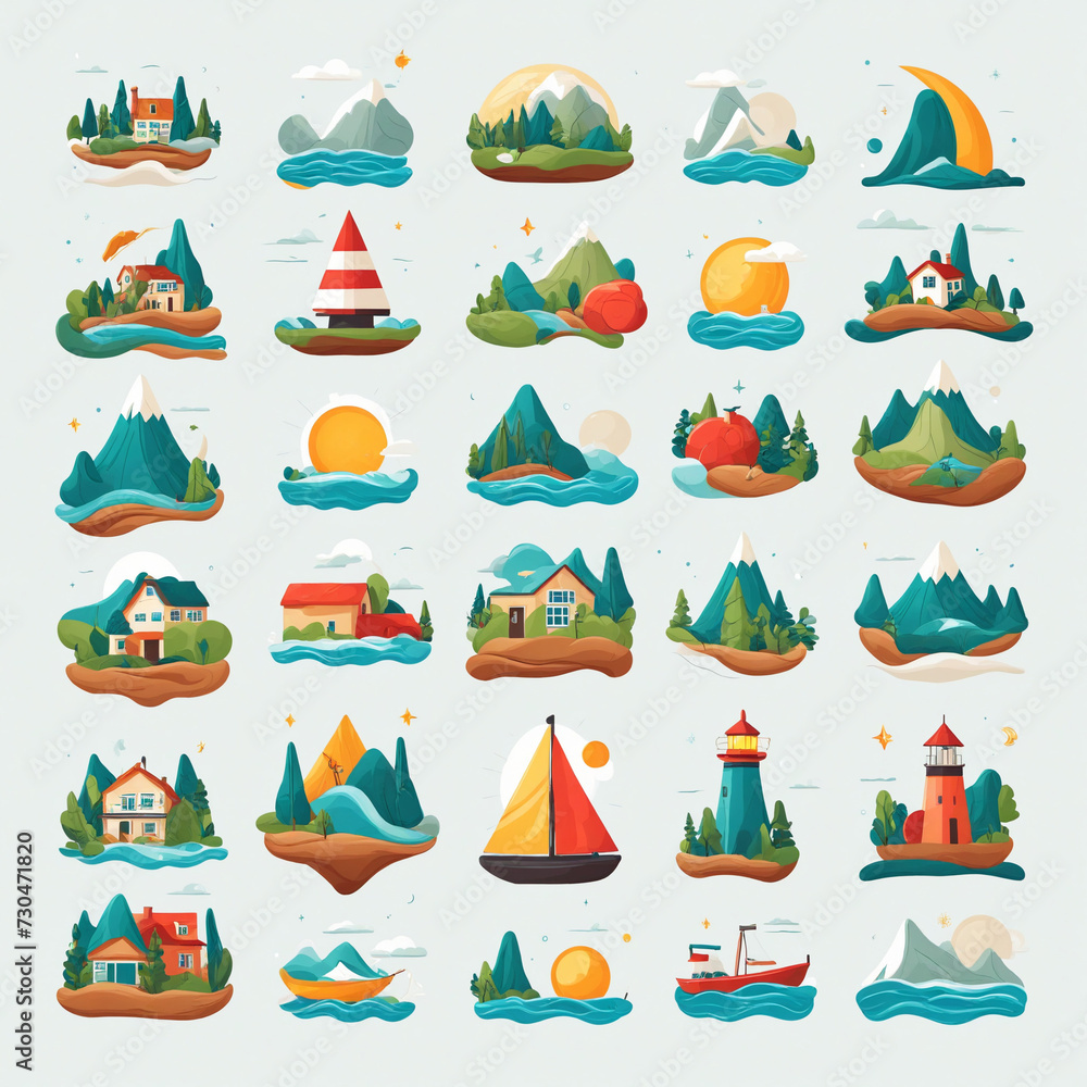 Flat vector logo icon set Flat vector logo icon set