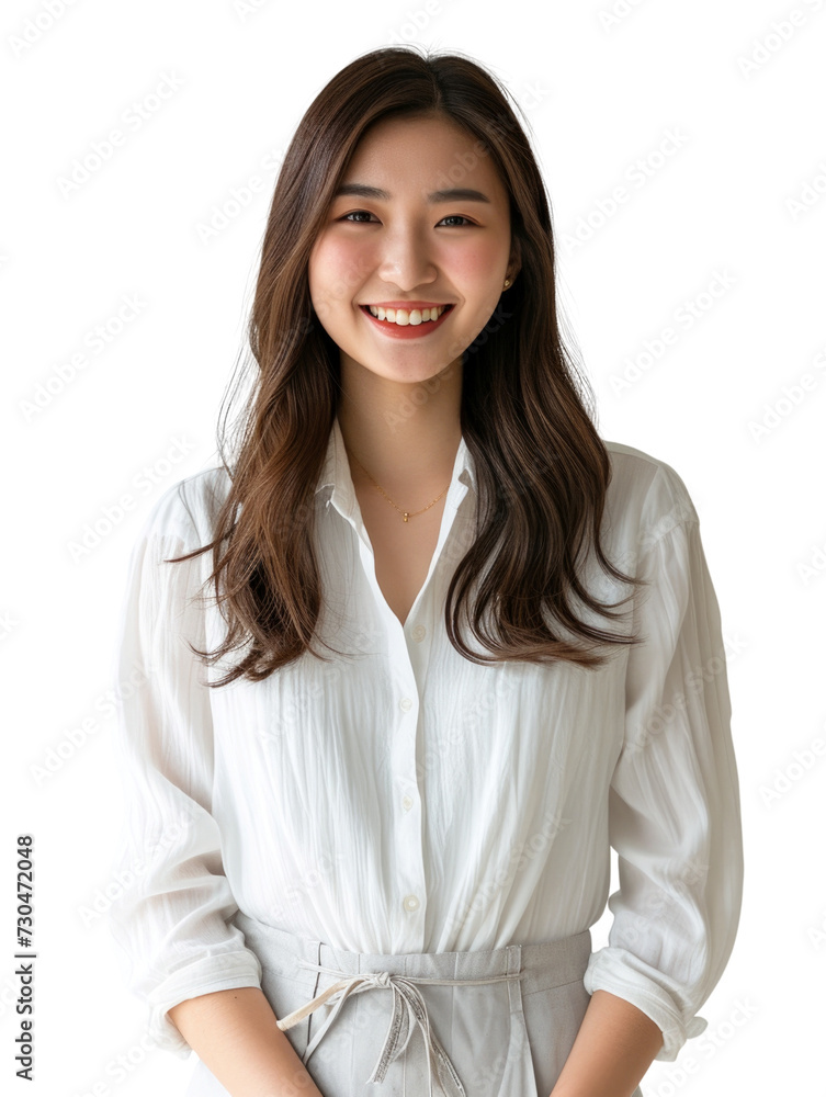 Young asian lady with casual wear transparent background