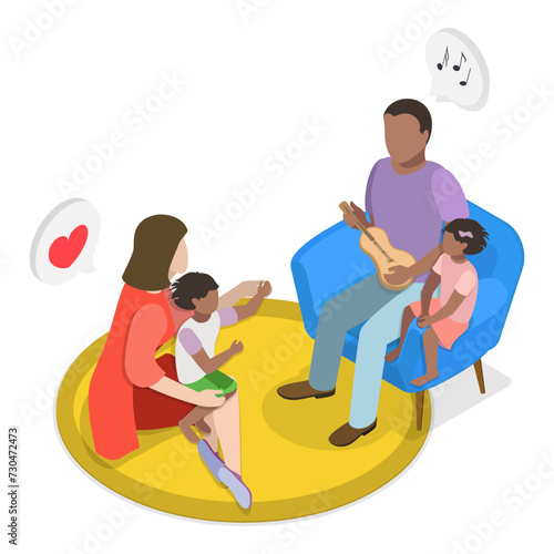 3D Isometric Flat Vector Illustration of Infants Cognitive Development , Daycare Center. Item 1