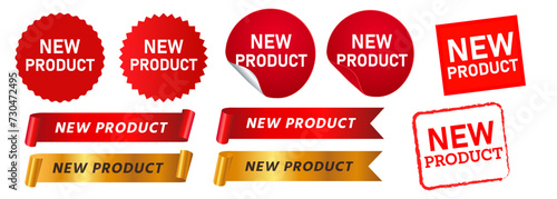 new product stamp ribbon and circle label sticker promotion product business marketing sale
