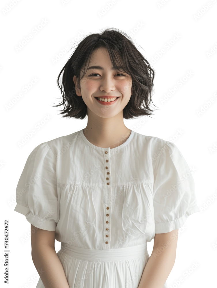 Young asian lady with casual wear transparent background