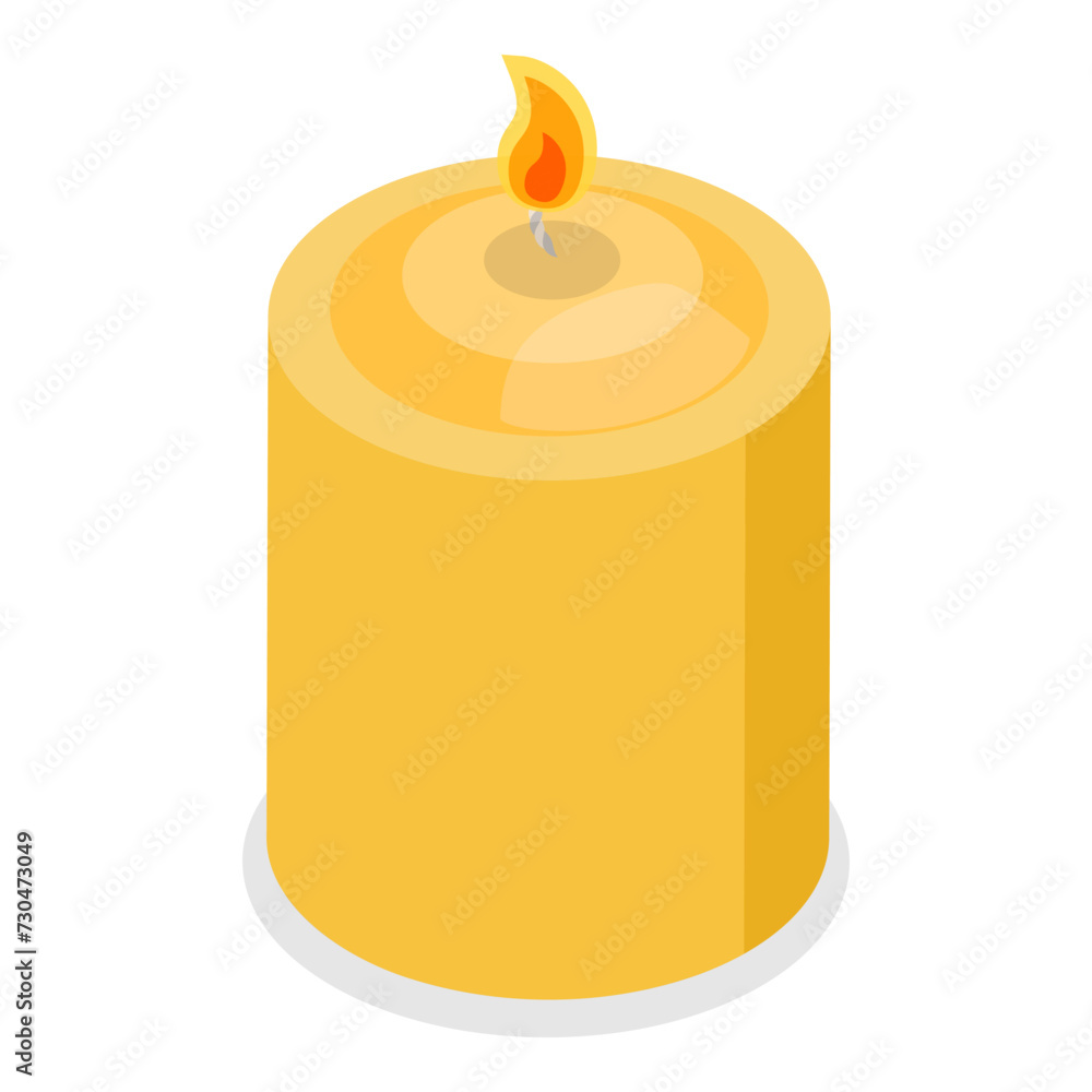 3D Isometric Flat Vector Set of Wax Candles, Stages Of Burning. Item 4 3D Isometric Flat Vector Set of Wax Candles, Stages Of Burning. Item 4