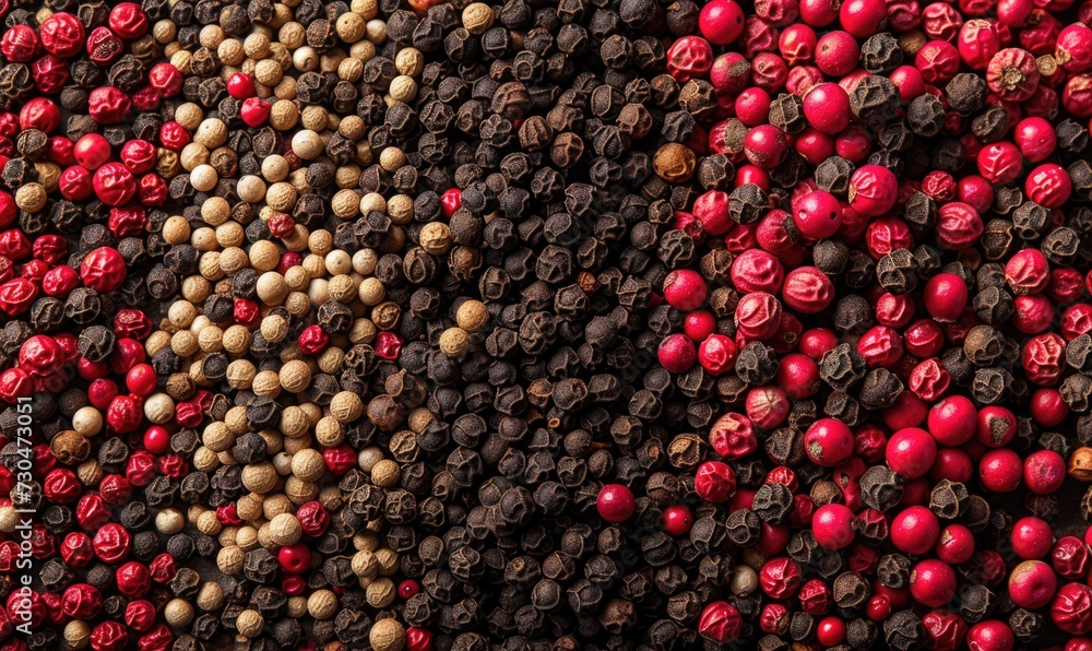 Pepper mix on black background. Top view. Flat lay. Pepper mix on black background. Top view. Flat lay.