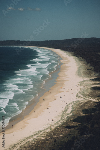 beach and sea, blue and yellow, retro vibes photo