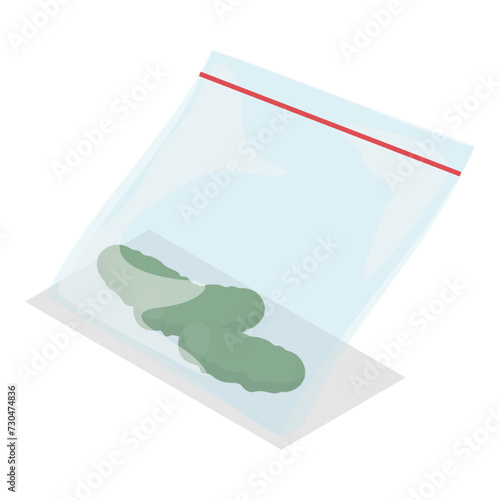 3D Isometric Flat Vector Set of Illegal Drugs, Cocaine, Marijuana, Painkillers and Heroin. Item 1