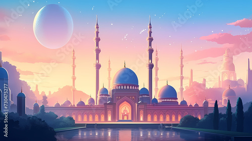 Glowing background for muslim feast in holy month of Ramadan Kareem