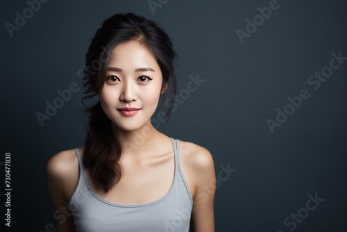 Embrace a sporty yet elegant vibe as woman confidently showcases her stylish sport jacket against pristine gray background. Generative AI.