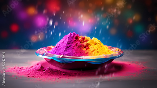 Happy Holi festival concept in India, colorful powder background © jiejie